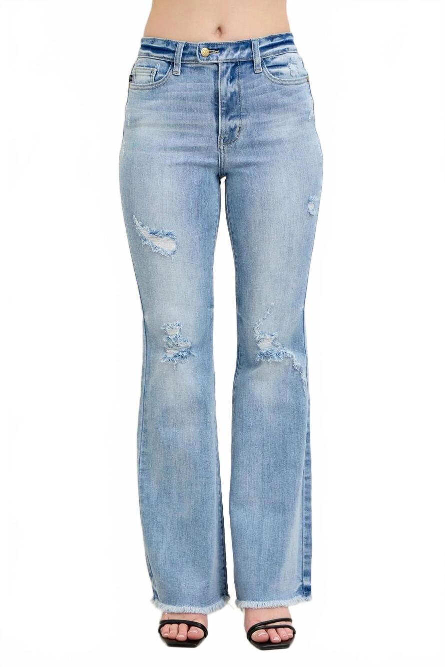 NEW JUDY BLUE high waist flare jeans with shield pockets in light blue